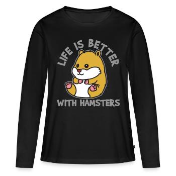 Hamster hamster - T-shirt manches longues Premium bio Femme - noir - Devant - Julia (174cm)