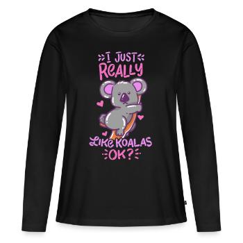 Koala - Frauen Premium Bio Langarmshirt - Schwarz - Vorne - Julia (174cm)