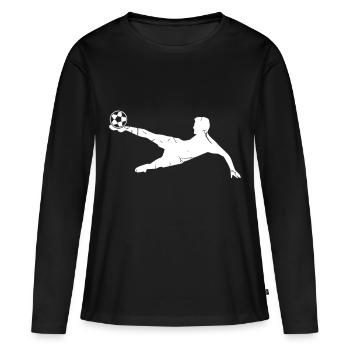 Fussballer Torschuss Fußball Soccer - Frauen Premium Bio Langarmshirt - Schwarz - Vorne - Julia (174cm)