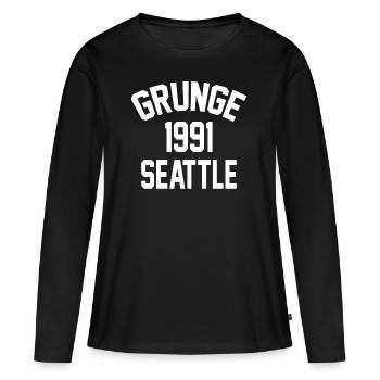 Seattle Grunge 1991 - T-shirt manches longues Premium bio Femme - noir - Devant - Julia (174cm)