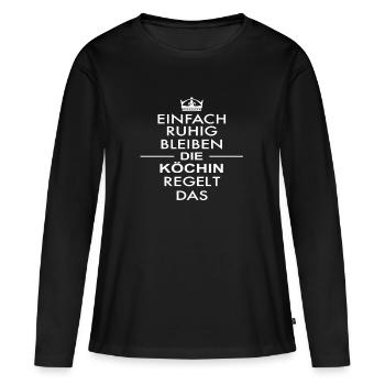 DIE KÖCHIN - Frauen Premium Bio Langarmshirt - Schwarz - Vorne - Julia (174cm)