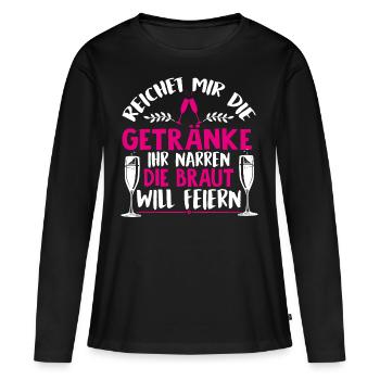 BRAUT / HOCHZEIT / FEIER / JUNGGESELLIN - Frauen Premium Bio Langarmshirt - Schwarz - Vorne - Julia (174cm)