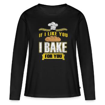 Backwaren Bäcker - Frauen Premium Bio Langarmshirt - Schwarz - Vorne - Julia (174cm)