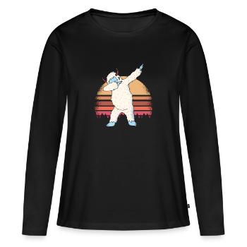 Yeti tamponnant - T-shirt manches longues Premium bio Femme - noir - Devant - Julia (174cm)