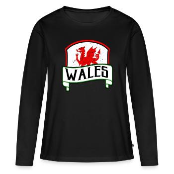 Dragon Flag Wales Celts origin gift - Women's Premium Organic Long Sleeve Shirt - black - Front - Julia (174cm)