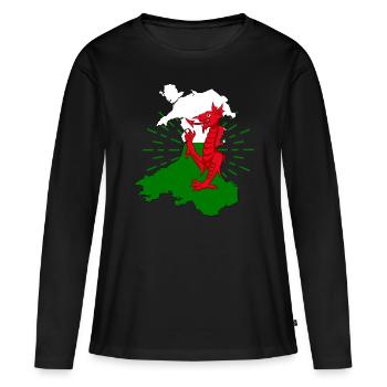 Wales Flag Celts Cardiff Nation Dragon - Women's Premium Organic Long Sleeve Shirt - black - Front - Julia (174cm)