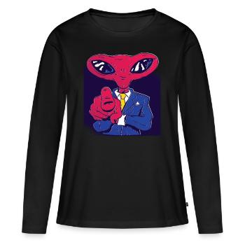 étranger - T-shirt manches longues Premium bio Femme - noir - Devant - Julia (174cm)