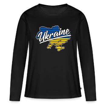Ukraine - Frauen Premium Bio Langarmshirt - Schwarz - Vorne - Julia (174cm)
