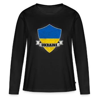 Ukraine - T-shirt manches longues Premium bio Femme - noir - Devant - Julia (174cm)