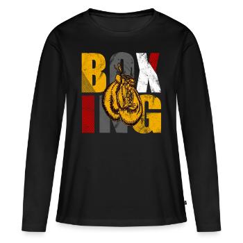 Boxen Boxhandschuhe Boxkampf Boxen Kampfsport - Frauen Premium Bio Langarmshirt - Schwarz - Vorne - Julia (174cm)