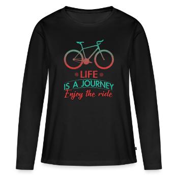 Vélo Vélo Vélo Vélo Vélo - T-shirt manches longues Premium bio Femme - noir - Devant - Julia (174cm)