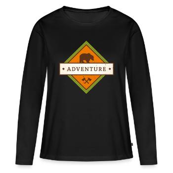 Bear Forest Mountains Randonnée Aventure Wanderlust - T-shirt manches longues Premium bio Femme - noir - Devant - Julia (174cm)