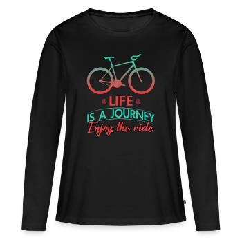 Vélo vélo vélo vélo vélo - T-shirt manches longues Premium bio Femme - noir - Devant - Julia (174cm)