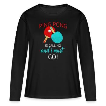 Ping-Pong - Frauen Premium Bio Langarmshirt - Schwarz - Vorne - Julia (174cm)