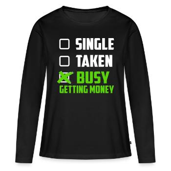 argent Geil - T-shirt manches longues Premium bio Femme - noir - Devant - Julia (174cm)