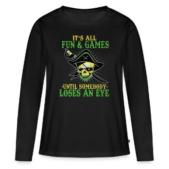 pirate - T-shirt manches longues Premium bio Femme - noir - Devant - Julia (174cm)