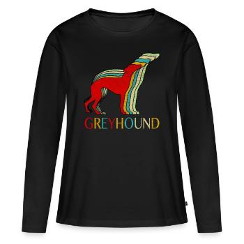 lévrier - T-shirt manches longues Premium bio Femme - noir - Devant - Julia (174cm)