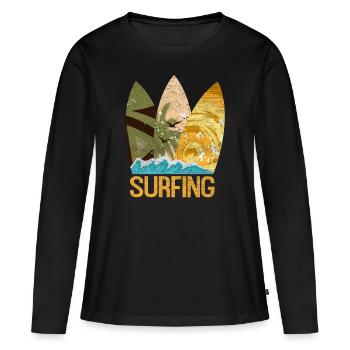 planche de surf - T-shirt manches longues Premium bio Femme - noir - Devant - Julia (174cm)