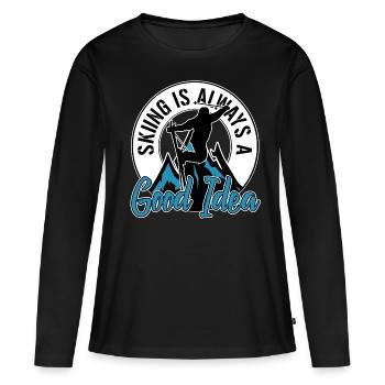 Skiurlaub - Frauen Premium Bio Langarmshirt - Schwarz - Vorne - Julia (174cm)