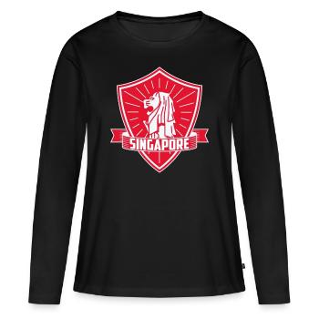 Singapour - T-shirt manches longues Premium bio Femme - noir - Devant - Julia (174cm)