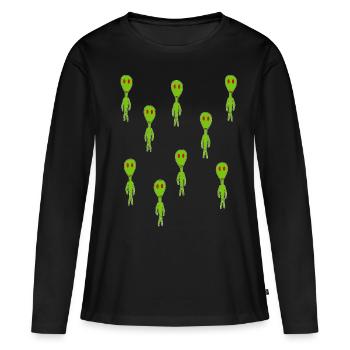 Aliens - Frauen Premium Bio Langarmshirt - Schwarz - Vorne - Julia (174cm)