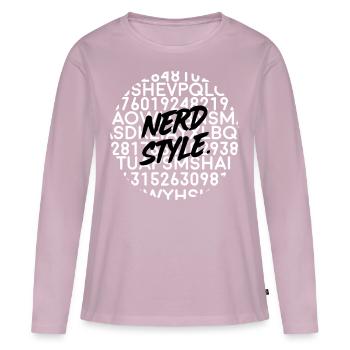 NERD - T-shirt manches longues Premium bio Femme - rose poudré - Devant - Julia (174cm)