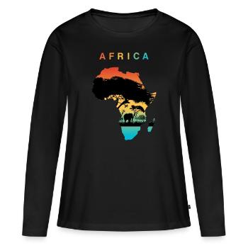 Afrique - T-shirt manches longues Premium bio Femme - noir - Devant - Julia (174cm)