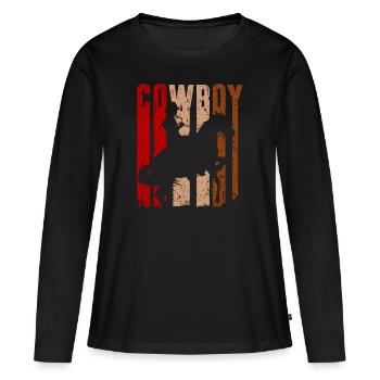 cow-boy - T-shirt manches longues Premium bio Femme - noir - Devant - Julia (174cm)