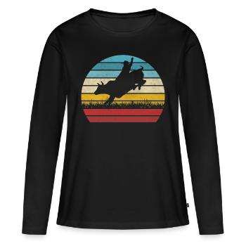 Rodeo Wild West Vache Cowboy Rétro Ouest - T-shirt manches longues Premium bio Femme - noir - Devant - Julia (174cm)