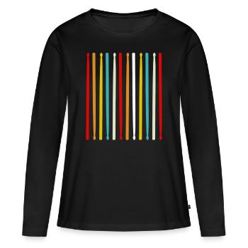 Batterie batterie batterie batterie RocknRoll - T-shirt manches longues Premium bio Femme - noir - Devant - Julia (174cm)