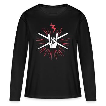 Drumsticks Rocknroll - Women's Premium Organic Long Sleeve Shirt - black - Front - Julia (174cm)