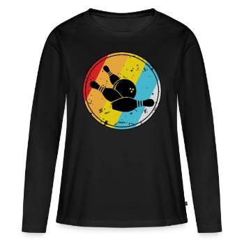 Boule de bowling rétro - T-shirt manches longues Premium bio Femme - noir - Devant - Julia (174cm)