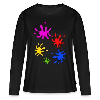 Éclaboussures de couleurs colorées - T-shirt manches longues Premium bio Femme - noir - Devant - Julia (174cm)