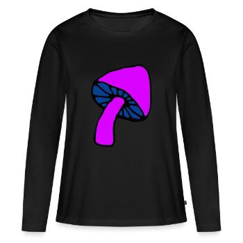 Champignon psychédélique - T-shirt manches longues Premium bio Femme - noir - Devant - Julia (174cm)