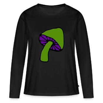 Champignon psychédélique - T-shirt manches longues Premium bio Femme - noir - Devant - Julia (174cm)