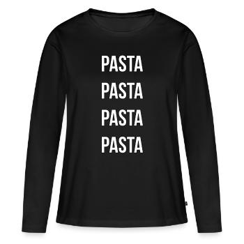 PASTA - Frauen Premium Bio Langarmshirt - Schwarz - Vorne - Julia (174cm)