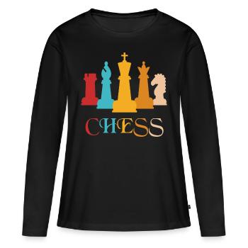 Echecs Echecs - T-shirt manches longues Premium bio Femme - noir - Devant - Julia (174cm)