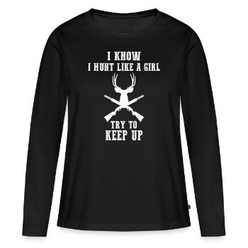 chasseur - T-shirt manches longues Premium bio Femme - noir - Devant - Julia (174cm)