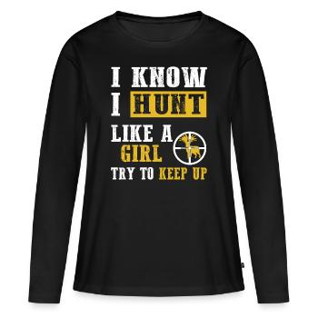 chasseur - T-shirt manches longues Premium bio Femme - noir - Devant - Julia (174cm)