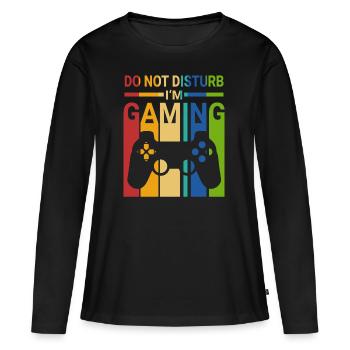 Manette de jeu vidéo - T-shirt manches longues Premium bio Femme - noir - Devant - Julia (174cm)