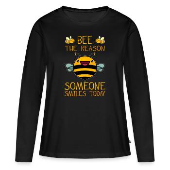 Abeilles abeille jeu de mots blague mot - T-shirt manches longues Premium bio Femme - noir - Devant - Julia (174cm)