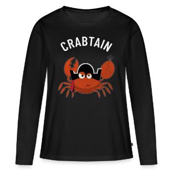 Crabe capitaine cancer crustacé marin capitaine - T-shirt manches longues Premium bio Femme - noir - Devant - Julia (174cm)