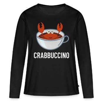 Crabe crabe cappuccino crustacé cappuccino - T-shirt manches longues Premium bio Femme - noir - Devant - Julia (174cm)