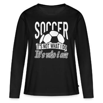 Fußball Soccer Ball Fußballplatz Ballsport Sport - Frauen Premium Bio Langarmshirt - Schwarz - Vorne - Julia (174cm)