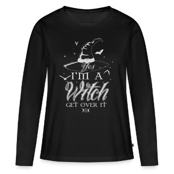 Ja, ich bin eine Hexe - Frauen Premium Bio Langarmshirt - Schwarz - Vorne - Julia (174cm)