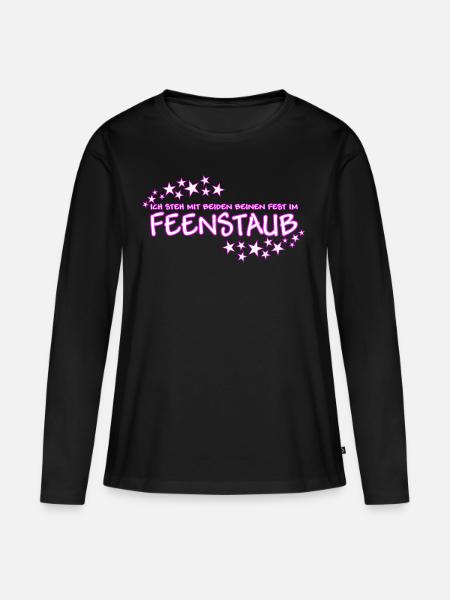 Spruch mit Feenstaub - Frauen Premium Bio Langarmshirt - Schwarz