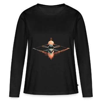 Serene Man Rowing Solo - Women's Premium Organic Long Sleeve Shirt - black - Front - Julia (174cm)