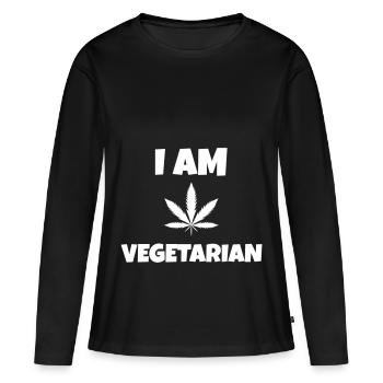 ganja cannabis vegetarian grass hemp cbd thc - Women's Premium Organic Long Sleeve Shirt - black - Front - Julia (174cm)