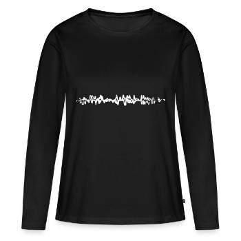 Soundwaves Waves Musik DJ Techno Vinyl Alpha Beta - Frauen Premium Bio Langarmshirt - Schwarz - Vorne - Julia (174cm)