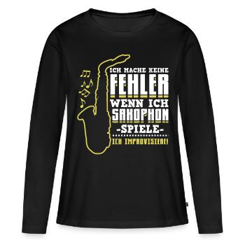 Ich spiele Saxophon - Saxophonspieler Musik Chor - Frauen Premium Bio Langarmshirt - Schwarz - Vorne - Julia (174cm)